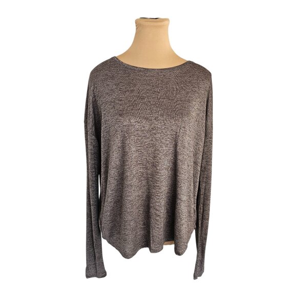 Vince Grey Speckled Long Sleeve Lightweight Top Sz M - Picture 1 of 9